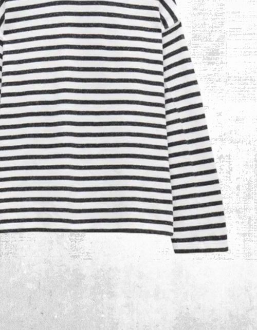 Womens HUSH Long Sleeve Aluna Brushed Striped Oversized T-shirt White Black — image 4