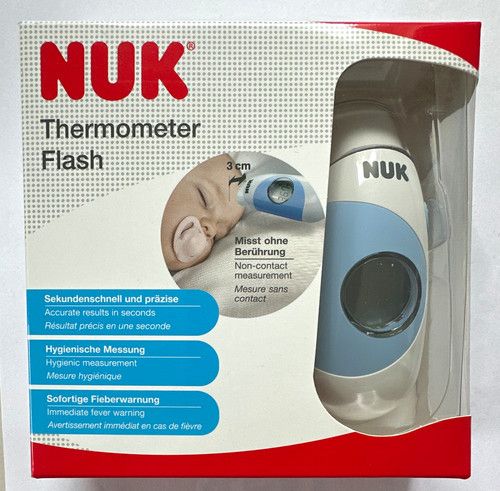 NUK Thermometer Flash Non-Contact Contactless Digital Thermometer White/Blue