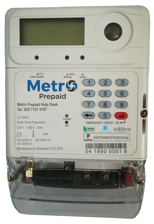 METRO MET001 ENCRYPTED PREPAYMENT METER SINGLE PHASE 240V  — image 1