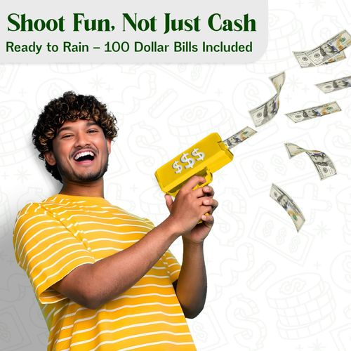 Money Gun GoldCannon Shoot Gun Toy Gift  Game UK Spray Gun + 100 Dollar Notes  — image 9