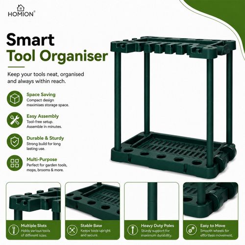 Garden Tool Holder on wheels Rack Gardening Garage Organizer Caddy Shed storage — image 5