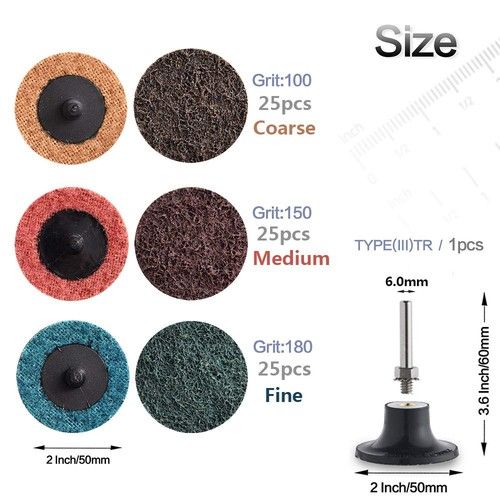 75Pcs 50mm 2inch Quick Change Sanding Discs +1pc Holder Mandrel For Die Grinder