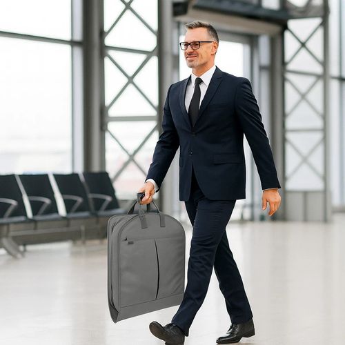 Large Garment Suit Bag Premium Grey Foldable Carrier Travel Bag Cover Storage — image 5