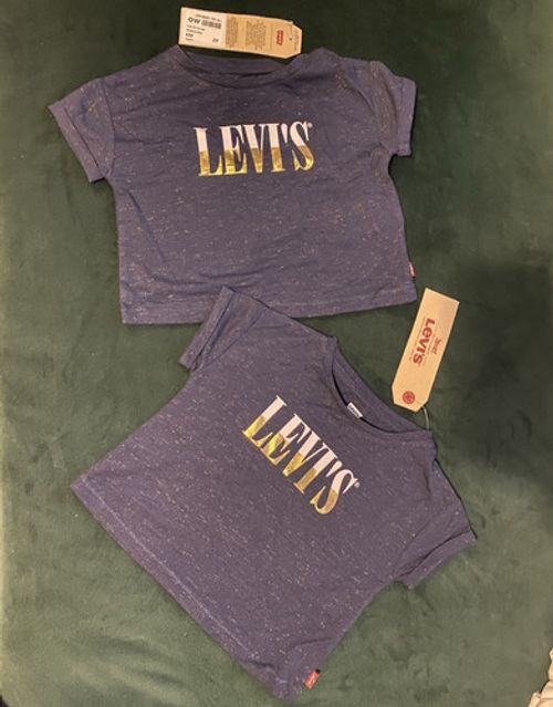 2x Levi's Unisex Baby & Toddler T-Shirt Blue Gold Logo Short Sleeve 18-24M