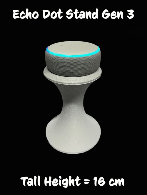 Tall White Custom Designed Stand  For Amazon Echo Dot Gen 3 Height 16 cm — image 2