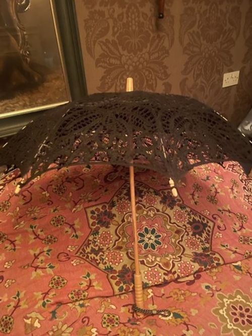 Stunning Handmade Lace Gothic Sun Protector Umbrella Great For Festivals