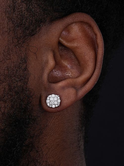 Real Solid 925 Silver Iced Simulated Diamonds Earrings 1/3" Cluster Round Studs — image 3