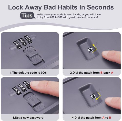 Lockable Medicine Box 3-Digit Code Storage Safe BPA Free Childproof — image 4