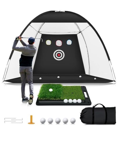300cm 10 x 7ft Indoor Outdoor Golf Practice-Net Golf Hitting Cage Golf Training — image 1