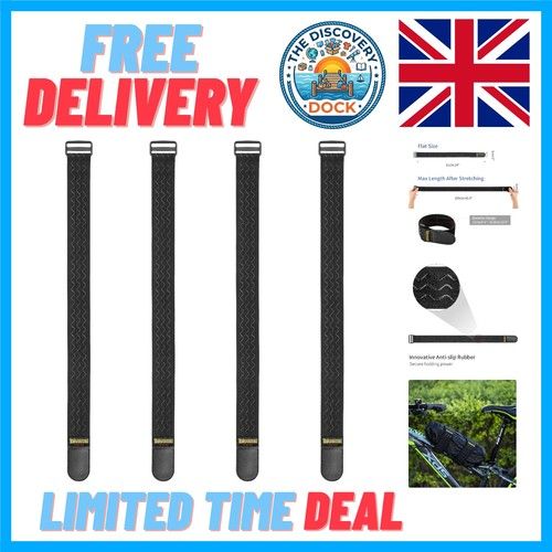 61cm x 5cm Elastic Hook and Loop Straps (4 Pack) – Secure, Adjustable & Non-Slip