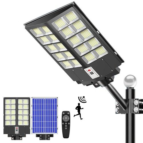 9000W Large Commercial Solar Street Light Motion Sensor Dusk-to-Dawn Parking Lot