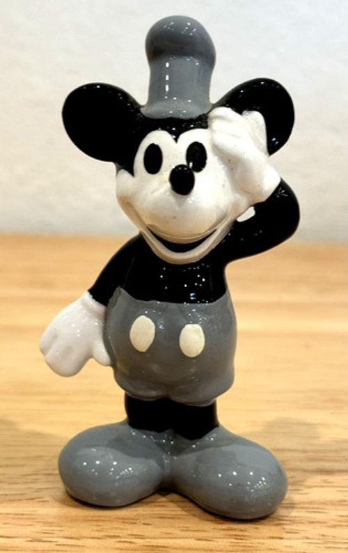 Disney Steamboat Willie Mickey Mouse 4" Porcelain Ceramic HTF Figurine  CHIP EAR