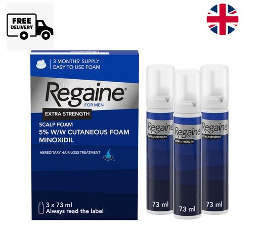 Regaine For Men Hair | Extra Strength Regrowth Foam 3 x 73ml