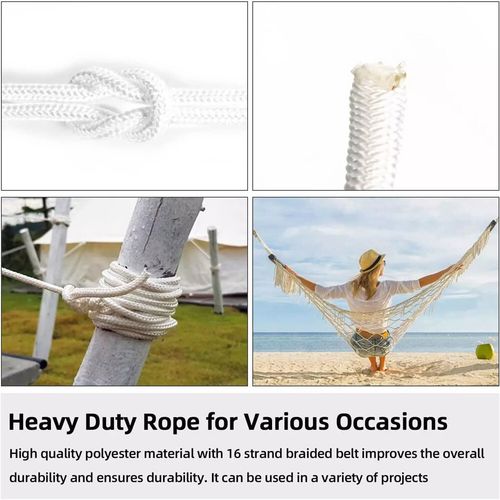100ft 5MM White Flagpole Halyard Rope Flag Pole Rope Nylon Braided Cord +4 hooks — image 6