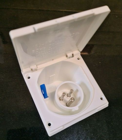 flush Mains Hook Up Inlet Socket  WHITE Camper Caravan Motorhome Van campervan  — image 3