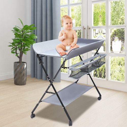 Baby Changing Table Portable Folding Diaper Station infant Nursery Gray New — image 24