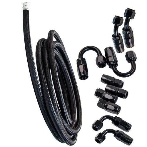 AN6 6AN Oil Line Nylon Braided Fuel Hose End Fitting Adapter 5 Meters Pipe