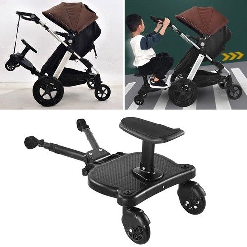 Universal Kids Buggy Board w/ Seat Step Board Stand Wheeled Pushchair Connector