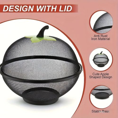 Fruit Fly Proof Fruit Bowl, Large Capacity Mesh Fruit Basket with Lid Cover Hot — image 4