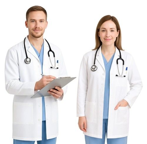 White Medical Coat Long Sleeved Unisex Lab Coat for Men and Women Doctors S-XXL