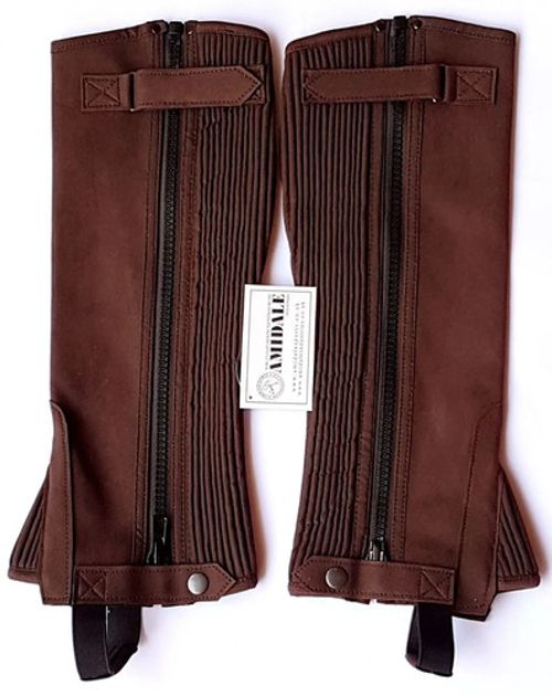 AMIDALE HALF CHAPS HORSE RIDING BROWN AMARA RIDER CHAPS BNWT