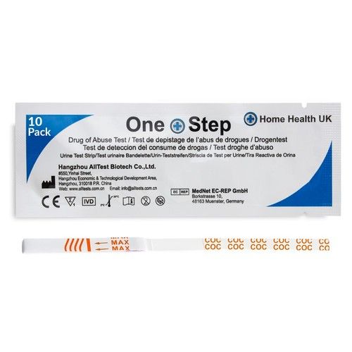 Cocaine Urine Drug Testing Kit, Single Test Strip 100ng/mL Sensitivity, 10 Tests