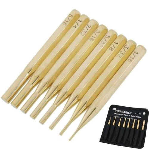 Neilsen 8pc Brass Pin Punch Set Hand Tool Mechanical Holes Punches 1/16" - 5/16" — image 1