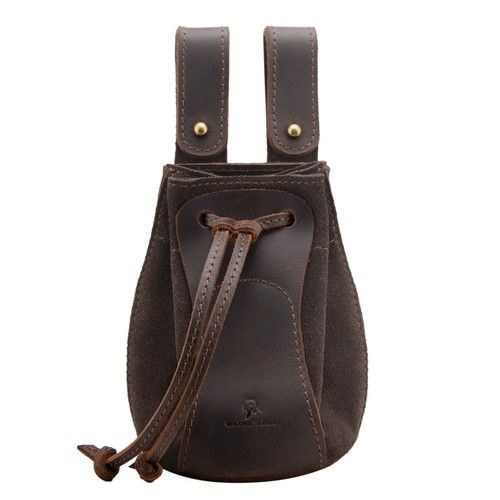 Drawstring Leather Belt Ammo Pouch Storage Bag for Slingshot Balls Portable