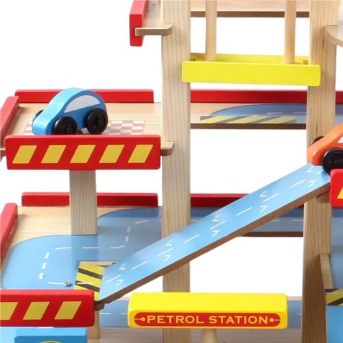 New Wooden 3 Storey Garage Pretend Toy Kids Educational Car Role Play Gift Set  — image 3