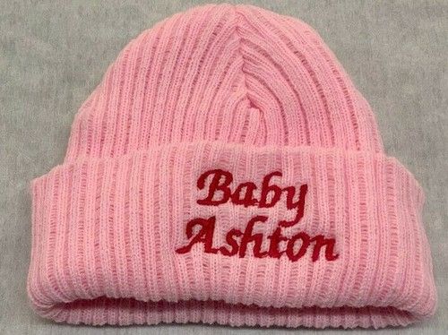 Personalised Unisex Baby Boy Girl Hat Knitted New Baby Shower Gift Name Year 