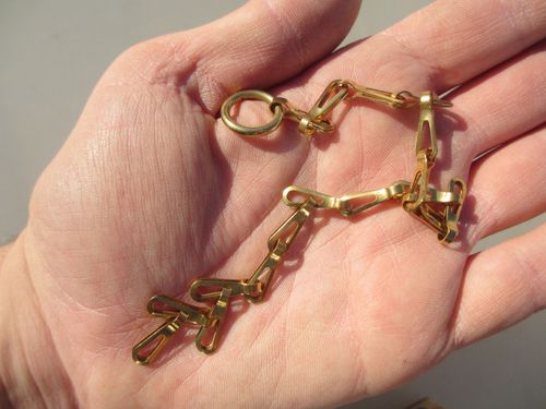 Vintage Brass Lighting Chain Hanger Loop Box Trunk Light Pull Plug Old Box 10" — image 3