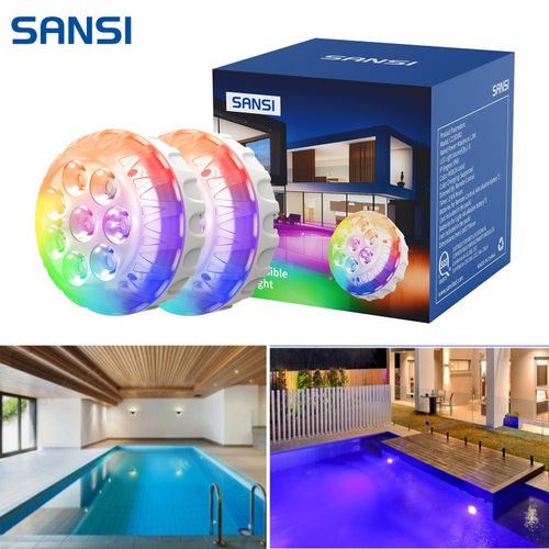 2PCS SANSI LED Submersible Lights 20 RGB Color for Above Ground Pools Spa IP68 — image 1