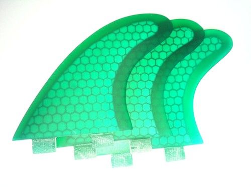 SURFBOARD FINS Honeycomb FCS Fit Surf Fin,G5/M5 Thruster Set Of 3 Green Hexcore