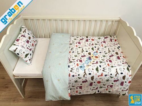 100% COTTON BEDDING SET FOR Toddler Bed Cot Bed Duvet Cover&Pillowcase 120x150cm — image 1