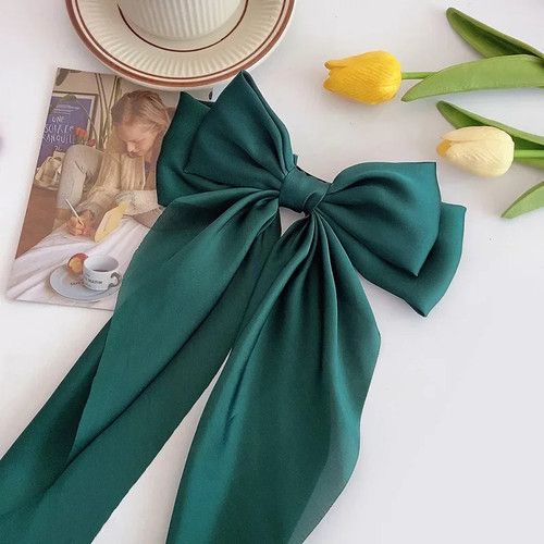 Elegant Large Satin Bow Hair Clip Women Girls Ribbon Hairpin Hair Accessory