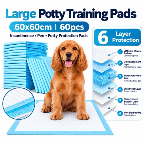 Large 60 x 60cm Pet Training Pads Poo Dog Pee Pads for Dog Puppy Cat Waterproof — image 1