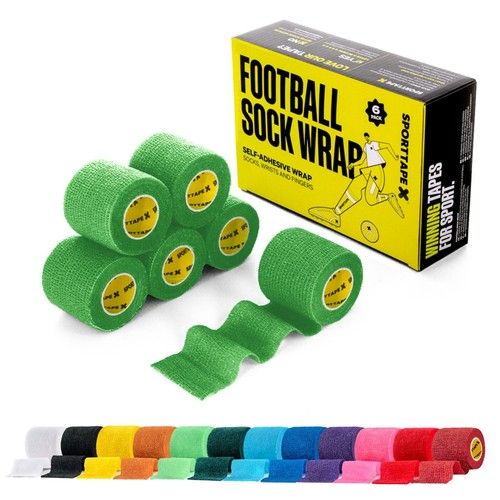 6 or 24 Rolls SPORTTAPE Self-Adhesive Football Sock Tape, Cohesive Shin Pad Tape