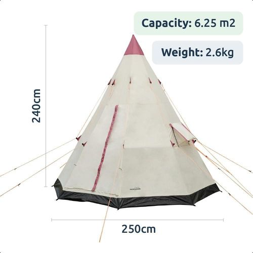 Redcliffs Teepee Camping Tent 2-3 Person Easy Setup Spacious Weather Resistant — image 8