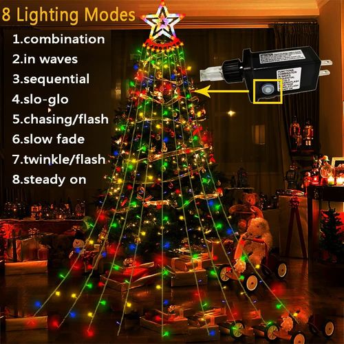 Kwaiffeo Outdoor Christmas Decorations 350 LED Waterfall Christmas Lights 3.5M — image 17