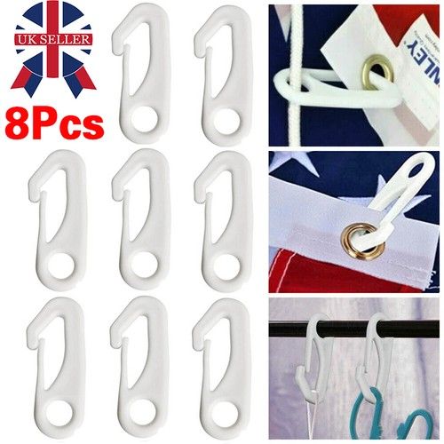 8Pcs Heavy Duty Flagpole Snap Hook Clips Flag Pole Attachment Accessories White
