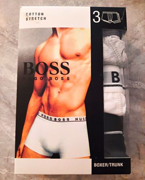 BOSS HUGO BOSS Cotton Stretch Men's Boxer Trunks Underwear, White, 3 Pack XL