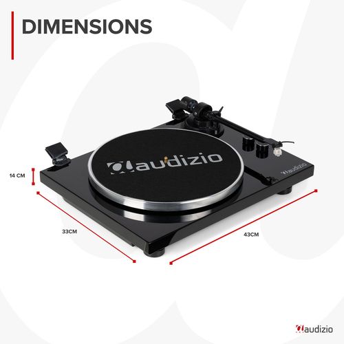 Premium Vinyl Record Player Turntable with Bluetooth In Out Piano Black - Toledo — image 9