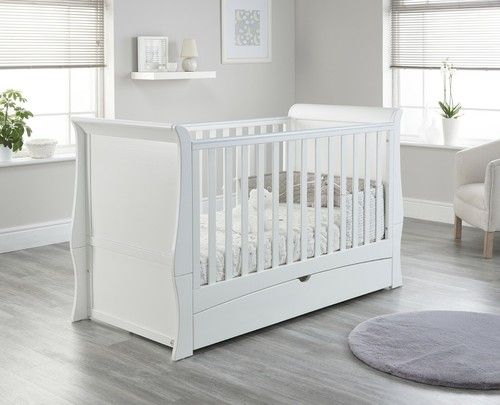 Sleigh Baby Wooden Cot Bed with Drawer convertible to a Toddler Bed High Quality