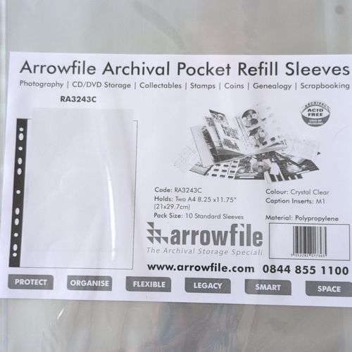 Arrowfile Archival Pocket Refill Sleeves RA3243C A4 Clear 10 Pack Memo Area — image 5