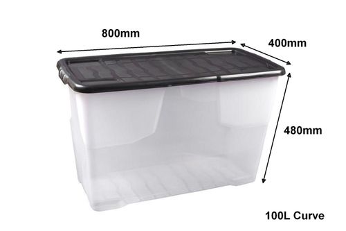 NEW Great Value Strata Curve Clear Plastic Storage Box Boxes with Lids - 7 Sizes — image 1