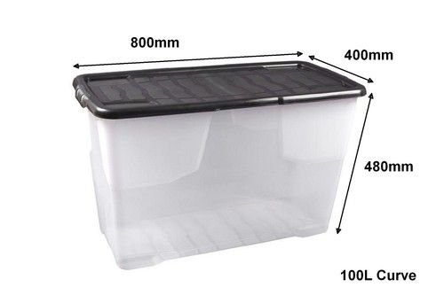 NEW Great Value Strata Curve Clear Plastic Storage Box Boxes with Lids - 7 Sizes
