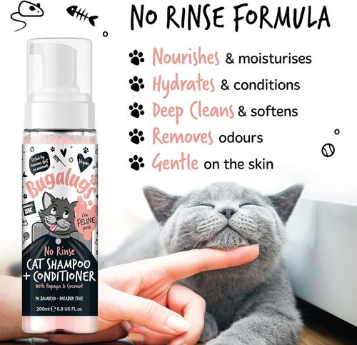 No Rinse Cat Shampoo Grooming Bugalugs Brush Through Conditioner Papaya Coconut — image 5