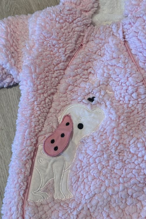 Girls Pink Hooded Fluffy Double Zip Snow Suit Age 0-3 Months