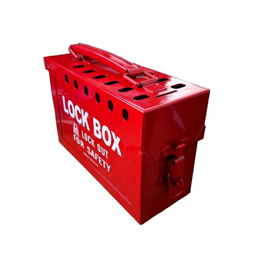 Lock Box - 13 Lock Portable Metal Lock Box By Brady - Red — image 2