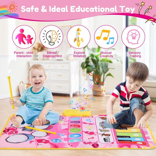 iFunLong Musical Toys Mat for 3 Year Old Girls, 2 in 1 Baby 80 x 58 cm, Pink  — image 6